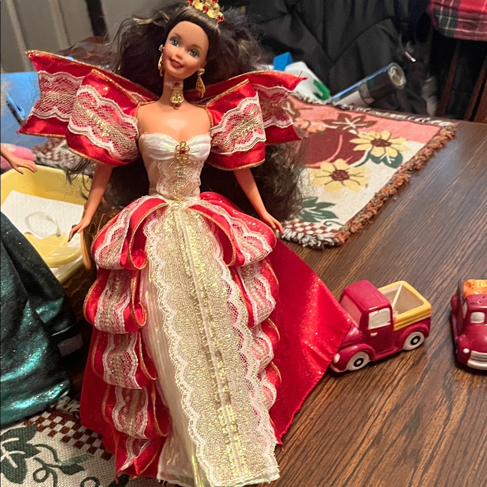 Elegant Red and White Doll with Gold Accents Holuday Barbie NO Box